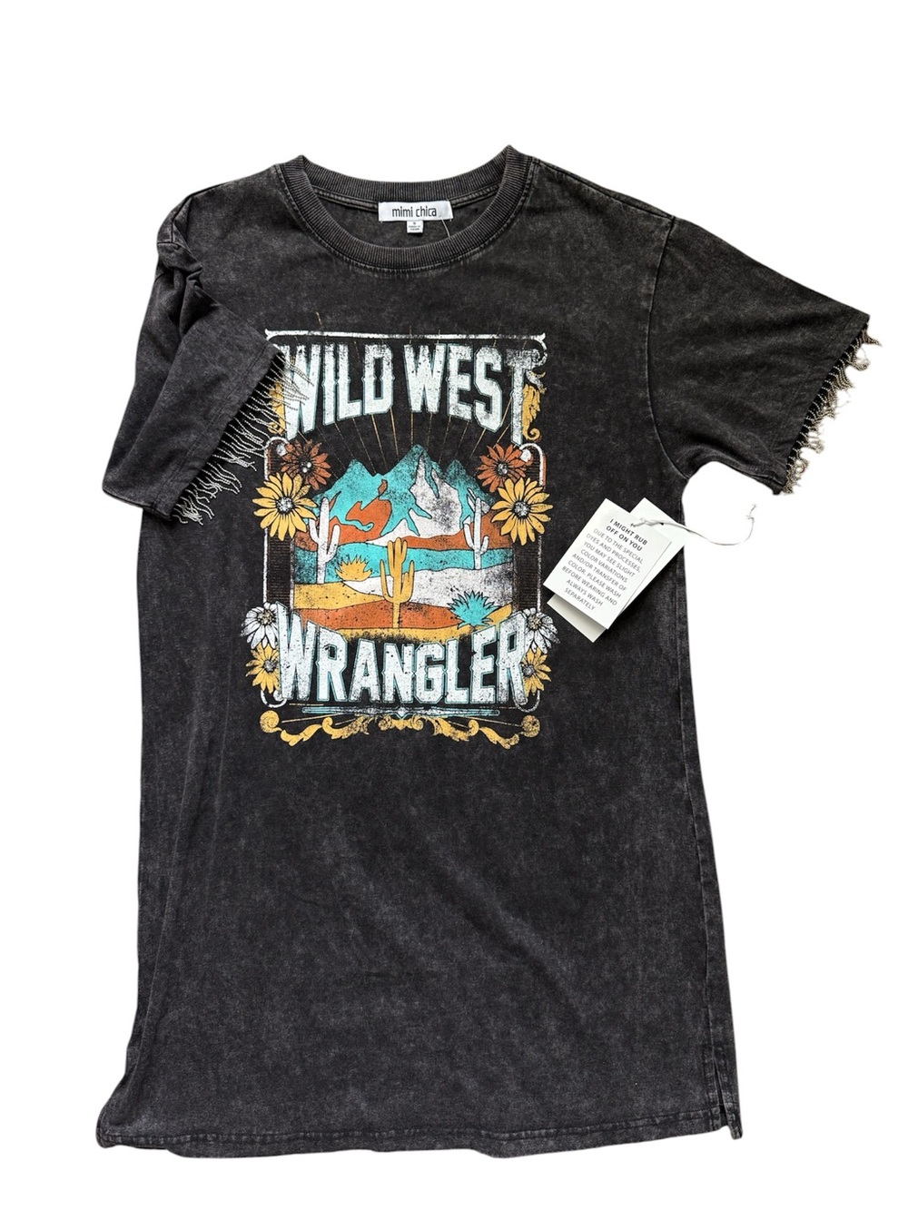 NWT! Women's Boho Hippie Graphic T-Shirt Dress Wild West Wrangler Free Style S